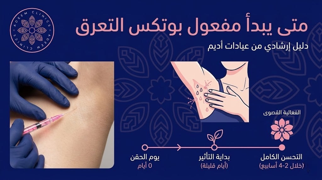 متى يبدأ مفعول بوتكس التعرق بعد الحقن؟