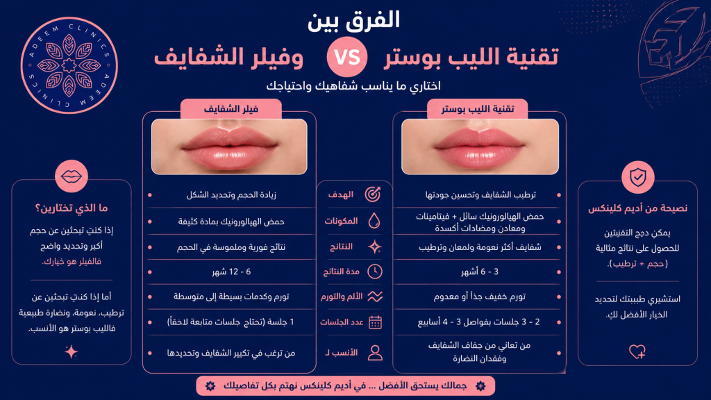 الفرق بين الليب بوستر وفيلر الشفايف