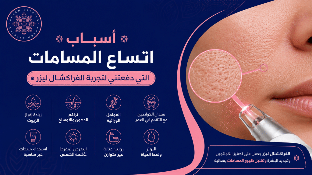 أسباب اتساع المسامات التي دفعتني لتجربة الفراكشنال ليزر