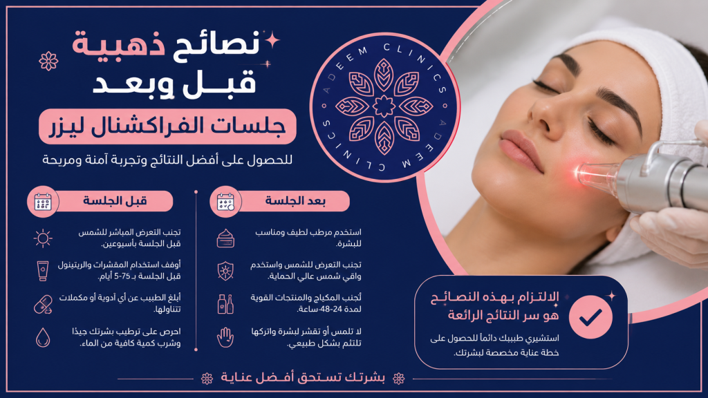 نصائح ذهبية قبل وبعد جلسات الفراكشنال ليزر