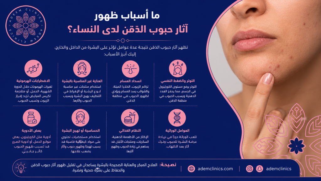 ما أسباب ظهور آثار حبوب الذقن لدى النساء؟