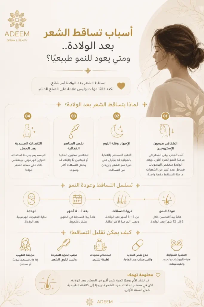 أسباب تساقط الشعر بعد الولادة وكيفية علاجه