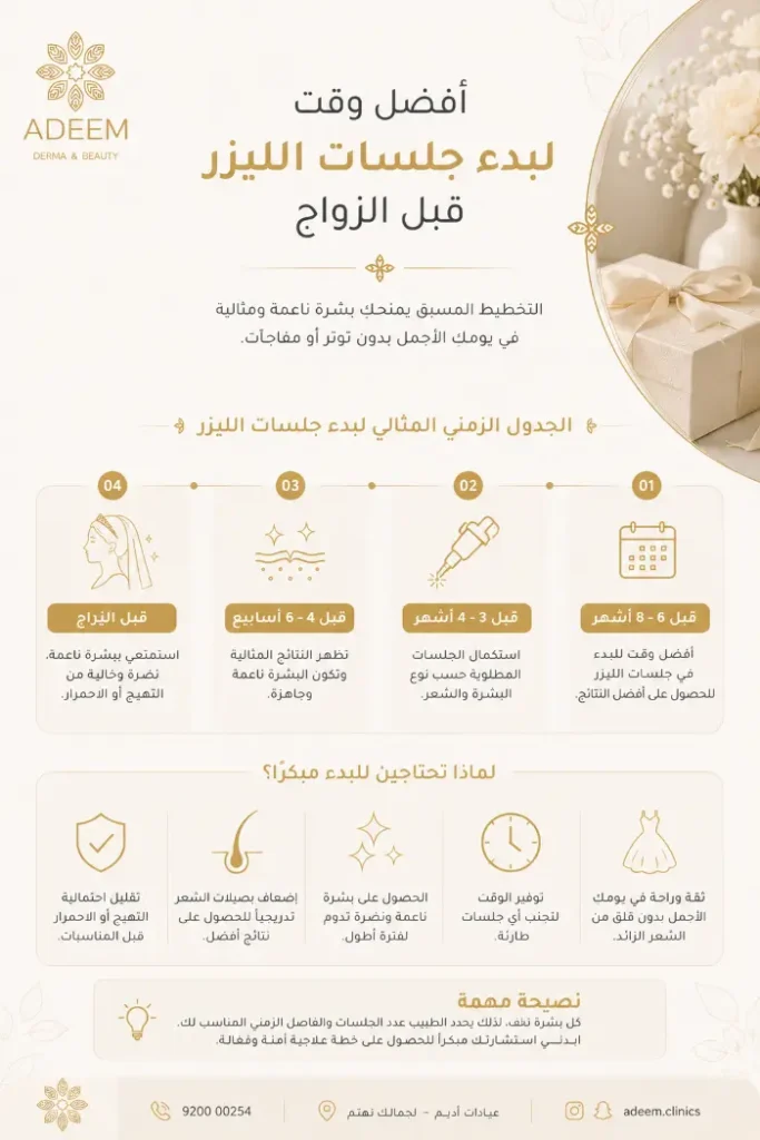 ما هو أفضل وقت لبدء جلسات الليزر قبل الزواج